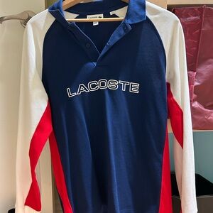 Lacoste Navy and White Regular Fit Polo